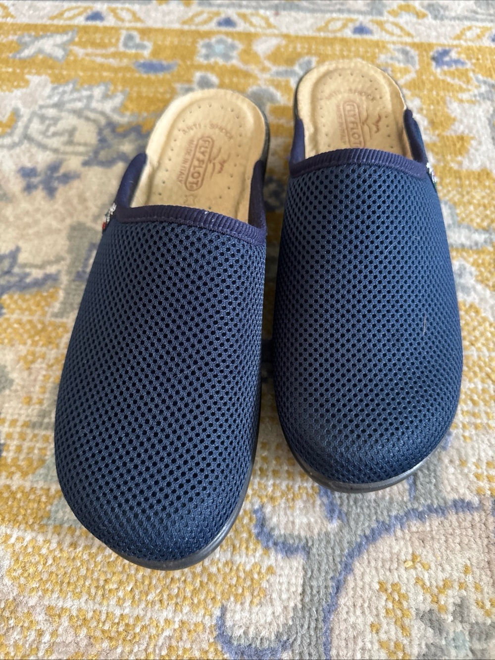Navy Knit Slip-On Flats — Cushioned Everyday Comfort